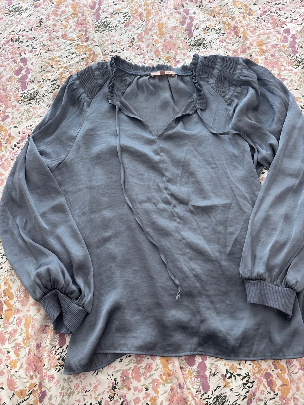 Philosophy Slate Blue Long-Sleeve Peasant Blouse